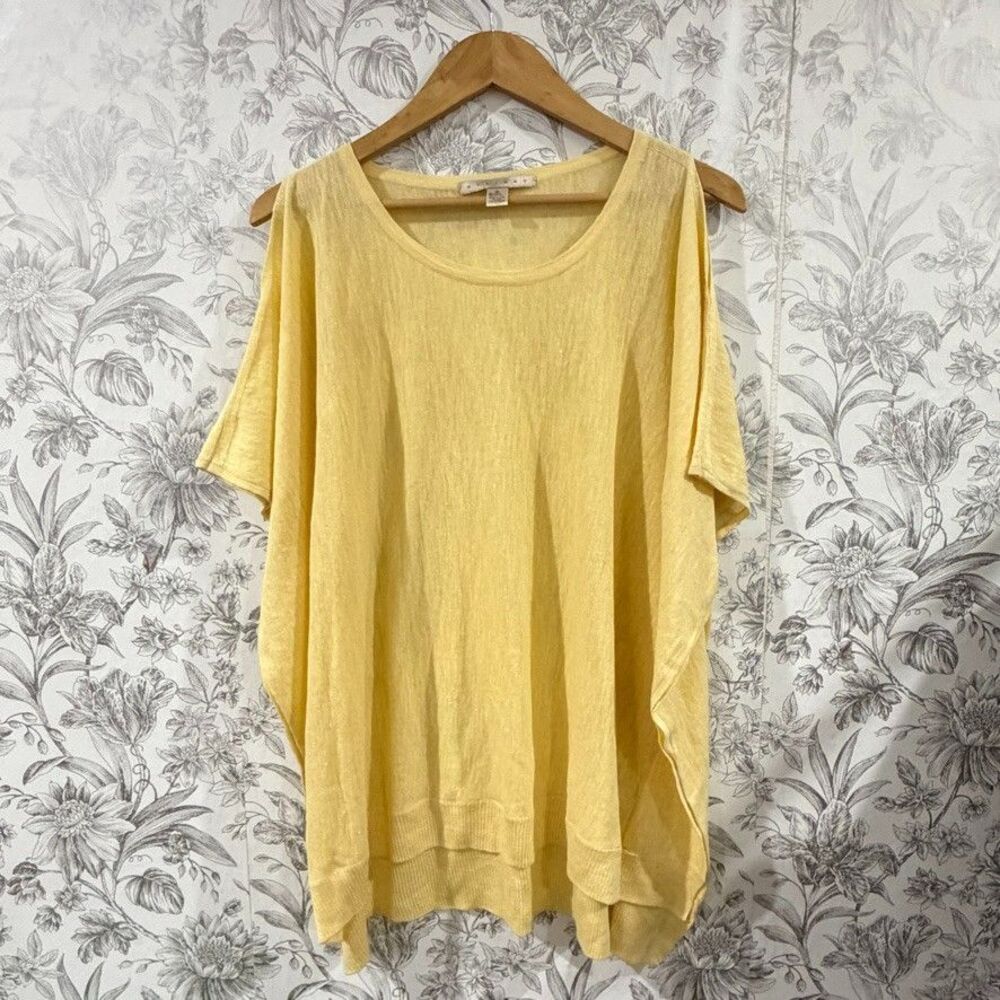 Belford Cotton Linen Blend Poncho Butter Yellow Shawl Cottagecore Boho Coastal M